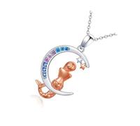 Collana personalizzata con ciondolo a forma di albero della vita con luna crescente design anallergico Kirsite gioielli da donna elegante collana alla moda da donna, Misura unica, come descritto, come