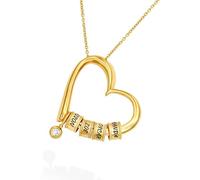 Collana personalizzata con ciondolo a forma di cuore Linda con perline incise, regalo delicato per mamma, lei, donne, gioielli personalizzati per festa della mamma, Natale, compleanno, Misura unica