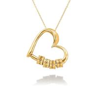Collana personalizzata con ciondolo a forma di cuore Linda con perline incise, regalo delicato per mamma, lei, donne, gioielli personalizzati per festa della mamma, Natale, compleanno, Misura unica
