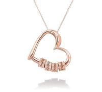 Collana personalizzata con ciondolo a forma di cuore Linda con perline incise, regalo delicato per mamma, lei, donne, gioielli personalizzati per festa della mamma, Natale, compleanno, Misura unica