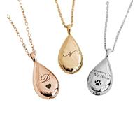 Collana personalizzata con ciondolo a forma di goccia con nome e foto, in acciaio inox, gioiello per cremazione per animali domestici, regalo commemorativo, kit imbuto incluso, collana con urna per