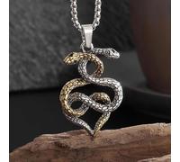 Collana personalizzata con doppio serpente retrò punk intrecciato design personalizzato elemento unico zodiaco serpente totem, unisex retrò stile scuro gioielli nordici regalo
