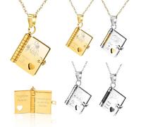 Collana personalizzata con libro d’amore per ragazze,Incisione con nome e messaggio d’amore,Collana personalizzata con libro per figlia,Regalo di mamma e papà per figlio o figlia