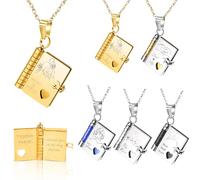 Collana personalizzata con libro dell'amore,Collana con libro di 10 pagine con foto e testo incisi su misura,Ciondolo apribile adatto alle ragazze,Ciondolo regalo da mamma e papà alla figlia（Oro）
