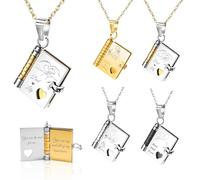 Collana personalizzata con libro“Ti amo”per donna,Collana con libro d'amore per mia figlia,Ciondolo personalizzato con libros con 10 pagine di informazioni incise,Regalo di mamma e papà per la figlia