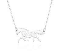 Collana personalizzata con nome a forma di cavallo Ciondolo in oro con nome personalizzato Gioielli delicati Regali per la festa della mamma e il compleanno per ragazze e donne amanti dell'equitazione