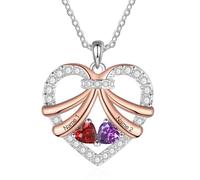 Collana personalizzata con nome a forma di cuore con pietra portafortuna per donne, collana personalizzata con 2-4 nomi, collana con pietra portafortuna per mamma, nonna, moglie, regalo per compleanno
