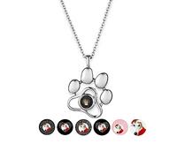 Collana personalizzata con proiezione di foto che dice ti amo in 100 lingue Proiezione di immagini personalizzate Ciondolo zampa di cane Collana personalizzata con impronta di zampa Regali per cane