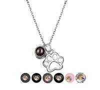 Collana personalizzata con proiezione di foto che dice ti amo in 100 lingue Proiezione di immagini personalizzate Ciondolo zampa di cane Collana personalizzata con impronta di zampa Regali per cane