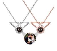 Collana personalizzata con proiezione di immagini di ali d'angelo Collana d'argento I Love You 100 Languages Collane con proiezione di foto Regalo personalizzato per il compleanno di Natale,Stile 8