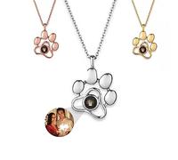 Collana personalizzata con proiezione di immagini di zampe di cane Argento Ti amo Collana con proiezione di foto di animali domestici Regalo personalizzato per il compleanno di Natale,Stile 9