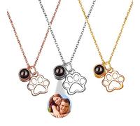 Collana personalizzata con proiezione di immagini di zampe di cane Argento Ti amo Collana con proiezione di foto di animali domestici Regalo personalizzato per il compleanno di Natale,Stile 11