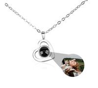 Collana personalizzata di proiezione di foto con immagine all'interno, collana personalizzata con ciondolo a forma di cuore in argento Sterling 925 Ti amo Collana commemorativa Regali di gioielli