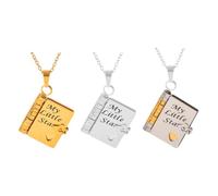 Collana personalizzata My Little Star Book per figlia, collane con libri regolabili apribili, gioielli multistrato con 6 pagine di informazioni incise da mamma e papà, gioielli d'amore, Misura unica