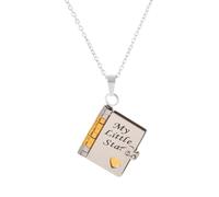 Collana personalizzata My Little Star Book per figlia, collane con libri regolabili apribili, gioielli multistrato con 6 pagine di informazioni incise da mamma e papà, gioielli d'amore, Misura unica