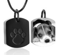 Collana personalizzata per cane - Collana personalizzata con foto e testo per ceneri di animali domestici, collana urna per ceneri, collana ricordo ceneri di cane, gioielli per cremazione, Acciaio