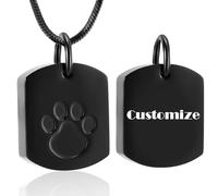 Collana personalizzata per cane - Collana personalizzata con foto e testo per ceneri di animali domestici, collana urna per ceneri, collana ricordo ceneri di cane, gioielli per cremazione, Acciaio