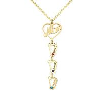 Collana personalizzata per madri con 1-8 pietre di nascita Collana con incisioni personalizzate per i piedini dei bambini Collana a forma di cuore Collana personalizzata per la festa della mamma