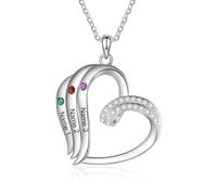 Collana personalizzata per mamma con pietra portafortuna personalizzata 2-5 nomi per bambini collana per la mamma personalizzata regalo di compleanno per donne, mamma, figlia, Acciaio inossidabile,