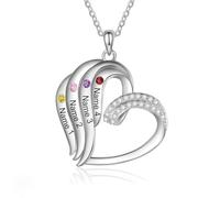 Collana personalizzata per mamma con pietra portafortuna personalizzata 2-5 nomi per bambini collana per la mamma personalizzata regalo di compleanno per donne, mamma, figlia, Acciaio inossidabile,