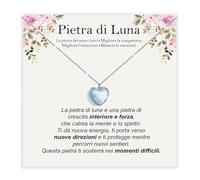 Collana Pietra di Luna naturale Regali per lei in Argento Sterling 925 Idea Regalo per Ragazza Natale Compleanno Collane Figlia Mamma Sorella - Cofanetto DEDICA incluso (Cuore pietra di luna argento)