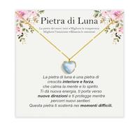 Collana Pietra di Luna Regali per lei in Argento Sterling 925 Idea Regalo per Ragazza Natale Compleanno Collane Figlia Mamma Sorella - Cofanetto DEDICA incluso (Cuore pietra di luna oro)
