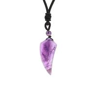 Collana Pietre,Collana Con Ciondolo Di Cristallo,Collana Di Pietra Di Ametista,Con Corda Intrecciata,Collana Con Ciondolo Di Cristallo Curativo A Forma Di Dente Di Lupo,Regali Per Donne E Uomini,Com