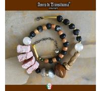 collana pietre grande gioiello donna collier girocollo perle strass bronzo rame