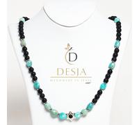 Collana pietre naturali Amazzonite Onice Nero per donna con argento 925 Desja