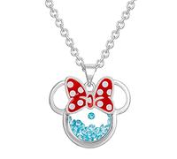 Collana placcata argento con ciondolo a forma di Minnie, per donne e ragazze, con ciondolo a forma di portafortuna Disney, 40 + 5 cm di estensione
