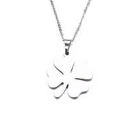 Collana portafortuna a forma di quadrifoglio in acciaio inossidabile, accessorio semplice e di carattere per la clavicola.
