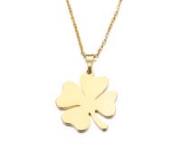 Collana portafortuna a forma di quadrifoglio in acciaio inossidabile, accessorio semplice e di carattere per la clavicola.