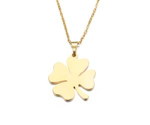 Collana portafortuna a forma di quadrifoglio in acciaio inossidabile, accessorio semplice e di carattere per la clavicola.