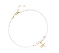 Collana portatile con perle e stelle marine, con estensione, per uso quotidiano e occasioni speciali, per vacanze al mare, perle, Misura unica, come descritto, come descritto