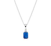AMEN Gioielli, Collana Princess, Collana Donna Argento 925, Rodiato con Zircone Pendente Blu, Regalo Donna
