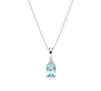 Amen Gioielli, Collana Princess, Collana Donna Argento 925, Rodiato con Zircone Pendente Acquamarina, Regalo Donna