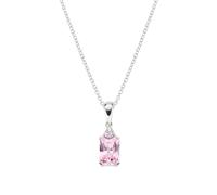 AMEN Gioielli, Collana Princess, Collana Donna Argento 925, Rodiato con Zircone Pendente Rosa, Regalo Donna