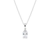 AMEN Gioielli, Collana Princess, Collana Donna Argento 925, Rodiato con Zircone Pendente Blu, Regalo Donna