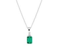 AMEN Gioielli, Collana Princess, Collana Donna Argento 925, Rodiato con Zircone Pendente Verde, Regalo Donna