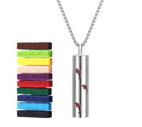 Collana profumata - Ciondolo diffusore di aromi in acciaio , medaglione di oli essenziali per la terapia con profumo, gioielli per migliorare l' con nucleo in cotone per gli amanti 'aro