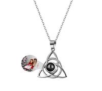 Collana Proiezione Foto Personalizzata| Collana I Love You 100 Lingue Collana Con Foto Dentro,Ciondolo A Triangolo -Collana Con Foto,Regalo Romantico Per Lei,Compleanno Natale (Stile 1)