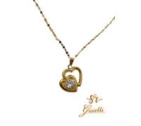 Collana Punto Luce ORO GIALLO con doppio Cuore ORO 18 KT 750% List 385€