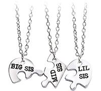Collana Puzzle Cuore alla Moda Piccola Sorella Centrale Grande Puzzle Love Collana 3 Pezzi Gioielli delicati Regali per Ragazze Sorella Migliore Amica Practical Treatment