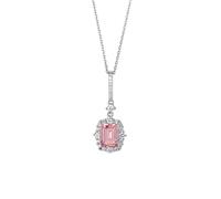 Collana Quadrata a Ciondolo Lungo Gioielli Matrimoni gemella Rosa per Donne in Argento Topazio Colar