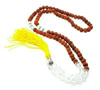 Collana Quarzo Perline Preoccupanti Mala Beads Japa Rudraksha Gemma...