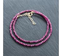Collana regalo donna perle pietre preziose sfaccettate rotonde rubino rosa or...