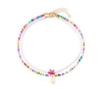 Collana regolabile a strati per abbigliamento casual e occasioni speciali con design naturale robusto ciondolo a forma di conchiglie, Misura unica, come descritto, come descritto