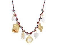 Collana regolabile in rame con ciondolo a forma di vita marina, tra cui conchiglie, stelle marine e perle, per abbigliamento casual, collana da spiaggia, Misura unica, come descritto, come descritto