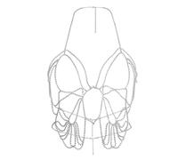 Collana regolabile per il corpo, con strass, catena toracica, decorazione per abiti da discoteca, reggiseno, biancheria intima, gioielli