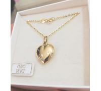 Collana rolo' piena cm 45 e cuore bombato lucido medio in oro giallo 750 18 kt